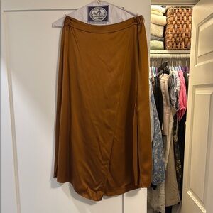 Vince Copper Silk Midi Skirt